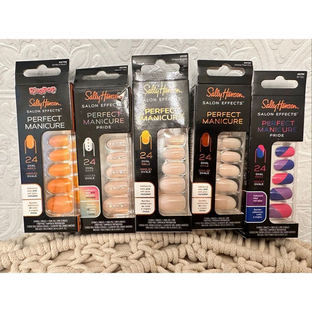 Sally Hansen Perfect Manicure Oval Shaped Nails With Nail Glue 5 Sets